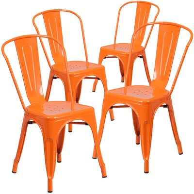 Hucheson Metal Indoor-Outdoor Stackable Chair - Restaurant Chair - Bistro Chair by Flash Furniture