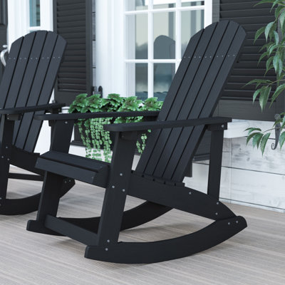 Baltazar Polyresin Wood Indoor/Outdoor Adirondack Rocking Chair by Beachcrest Home