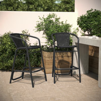 Nannie Commercial Indoor-Outdoor Rattan Restaurant Barstool with Aluminum Frame by Lark Manor