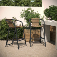 Nannie Commercial Indoor-Outdoor Rattan Restaurant Barstool with Aluminum Frame by Lark Manor
