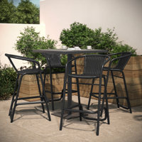 Nannie Commercial Grade Indoor-Outdoor PE Rattan Restaurant Barstools with Aluminum Frames by Lark Manor