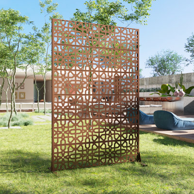 72"H×47"W×16"D Outdoor Metal Privacy Screen Garden Trellis Lattice Panel Fence Panel