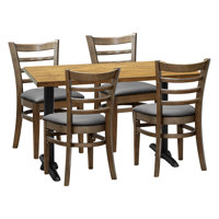 4-Person Dining Set - Brown Top W/ Ladder Back Side Chair by Restaurant Furniture by Barn Furniture