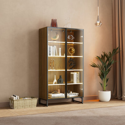 Centerport Display Cabinet with Adjustable Shelves & Interior Light by 17 Stories