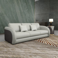 Noir 90" Genuine Leather Round Arm Sofa by European Furniture