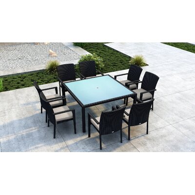 Thornaby 9 Piece Dining Set with Sunbrella Cushion by Willa Arlo Interiors