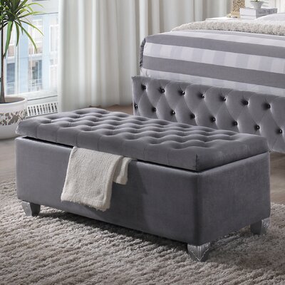 Newnan Upholstered Armless Storage Bench in Gray by Willa Arlo Interiors