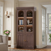Storage Cabinet,Farmhouse Multi-Functional Pantry And Kitchen Cabinet With Lighting & Large Storage Capacity by GlasFlength