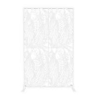 Freestanding Decorative Privacy Screen - Outdoor & Indoor Divider with Hollow Design, Galvanized Metal Privacy Partition for Balcony Patio Garden Room by FLASH VAYNE