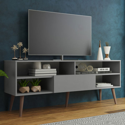 Modern TV Stand with 1 Door and 4 Shelves with Cable Management by George Oliver