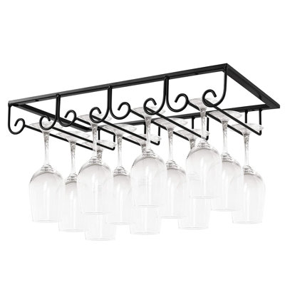 Under Cabinet Wine Glass Rack Stemware Rack-4 Rows 2 Pack