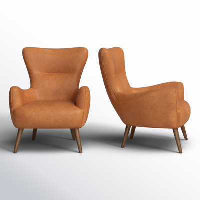Apollo Genuine Leather Wingback Lounge Chair by AllModern