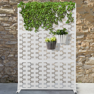 Metal Privacy Screen with Stand, Weather Resistant Outdoor Privacy Screen, Freestanding Outdoor Privacy Fence for Patio, Balcony or Deck - Brick by FLIZE