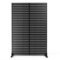 Metal Privacy Screen with Stand, Weather Resistant Outdoor Privacy Screen, Freestanding Outdoor Privacy Fence for Patio, Balcony or Deck - Louvered (5 by FLIZE