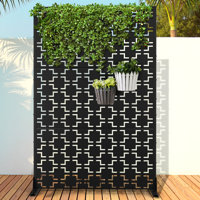 Metal Privacy Screen with Stand, Weather Resistant Outdoor Privacy Screen, Freestanding Outdoor Privacy Fence for Patio, Balcony or Deck - Square