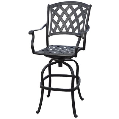 Campton 26" Patio Bar Stool with Cushion by Fleur De Lis Living