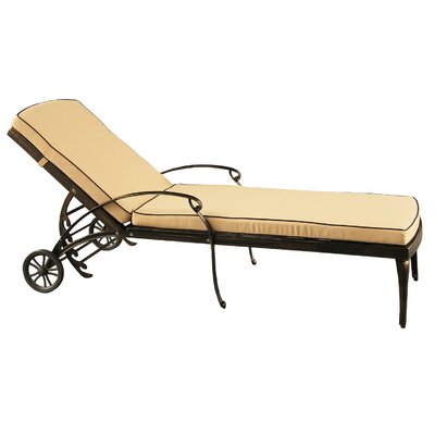 Cashin Mesh Lattice Outdoor Reclining Chaise Lounge with Cushion by Fleur De Lis Living