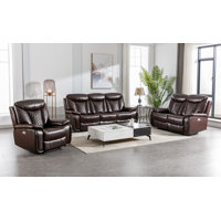 Alycea 3 - Piece Breathable Leather Cushion Back Power Reclining Living Room Set With Diamond Stitching by Red Barrel Studio