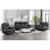 Alycea 3 - Piece Breathable Leather Cushion Back Power Reclining Living Room Set With Diamond Stitching by Red Barrel Studio