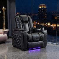 36.22"W Luxury Comfort Faux Leather Power Reclining Home Theater Seating with LED Light & Adjustable Headrest & USB Port & Arm Storage & Dual Cupholde by Red Barrel Studio