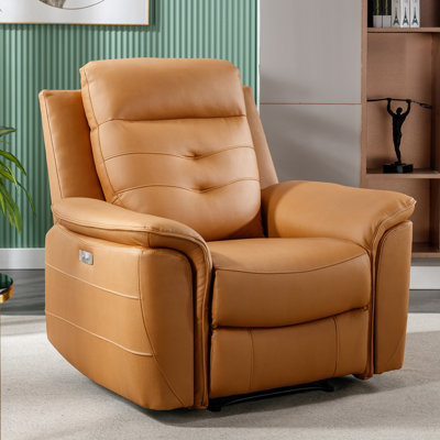 Alteo 39.4" Wide Modern Vegan Leather Power Recliner Chair with USB by Latitude Run