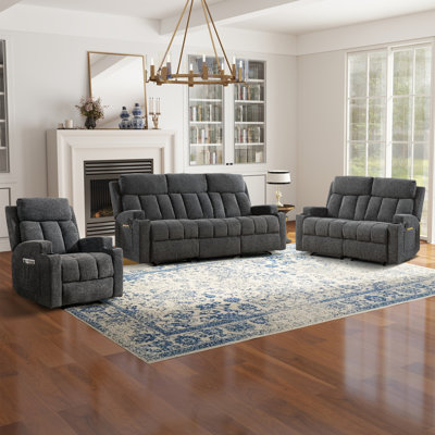 Brost 3-Piece Manual Reclining Living Room Set With Cupholders by Hokku Designs