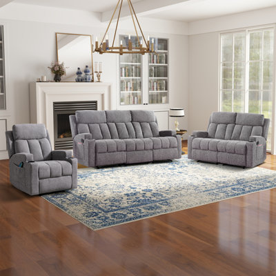 Brost 3-Piece Manual Reclining Living Room Set With Cupholders by Hokku Designs