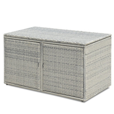 88 Gallon Garden Patio Rattan Storage Container Box-Brown by FRESCOLY