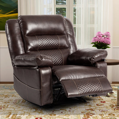 Chemika 40.1" W Oversized Faux Leather Recliner, Massage, Heater by Red Barrel Studio