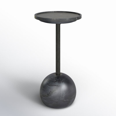 Bhavjal Genuine Marble Tray Top Pedestal End Table by Wade Logan