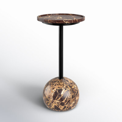 Bhavjal Genuine Marble Tray Top Pedestal End Table by Wade Logan