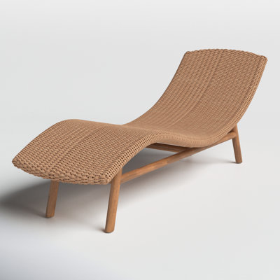 Janine 80.5" Long Teak Single Chaise with Cushions by AllModern