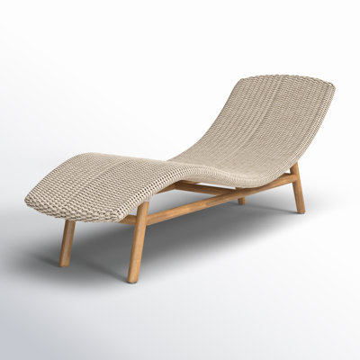 Janine 80.5" Long Teak Single Chaise with Cushions by AllModern