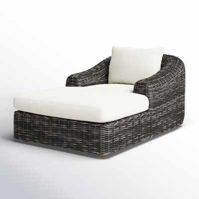 Roshina 76.25" Long Teak Single Chaise with Cushions by Joss & Main