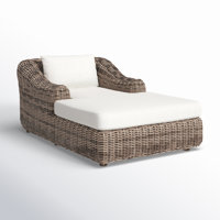 Roshina 76.25" Long Teak Single Chaise with Cushions by Joss & Main