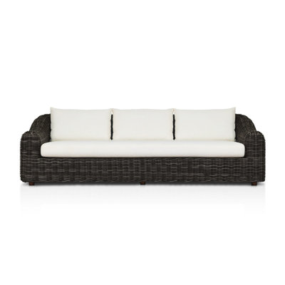 Azlynne 106" Wide Outdoor Teak Patio Sofa with Cushions by Joss & Main