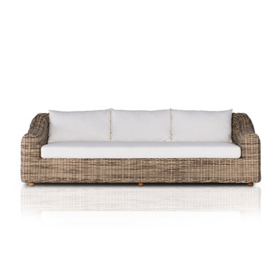 Azlynne 106" Wide Outdoor Teak Patio Sofa with Cushions by Joss & Main