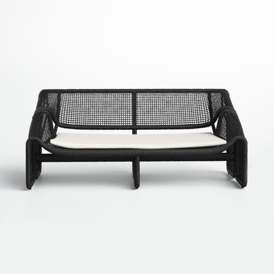 Shea 63" Wide Outdoor Wicker Loveseat with Cushions