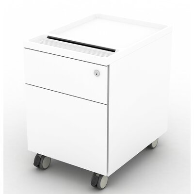 My-Hite Steel Vertical Filing Cabinet with 2 Drawers, Mobility, Secure Locks by Friant