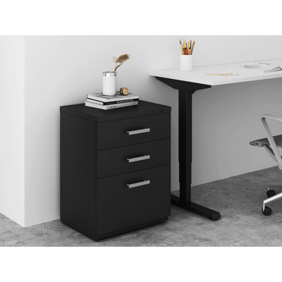 My-Hite Metal Vertical Filing Cabinet with 3 Drawers, 4 Hiden Casters, Glide Suspension by Friant