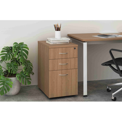 My-Hite Manufactured Wood Vertical Filing Cabinet with 3 Drawers, Secure Interlocks, Durable Casters by Friant