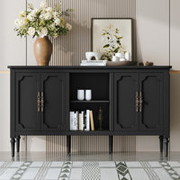 Gurbachan 59-in Vintage four-door cabinet with open shelves by Charlton Home