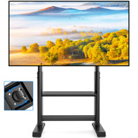 Heavy Duty Rolling Tv Stand With Hidden Wheels For 55-100 Inch Large Tvs
