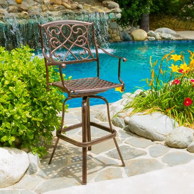 Urbana Outdoor Cast Aluminum 29 Inch Swivel Barstool by Fleur De Lis Living