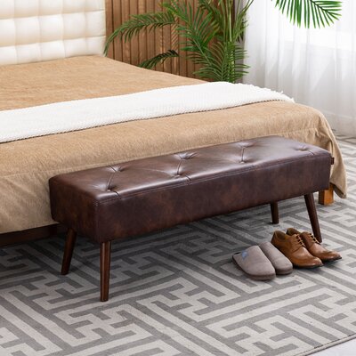 Sveina Faux Leather Bench, 44" Wide with Metal Legs by 17 Stories