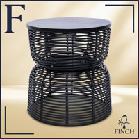 Finch Wyred Hourglass Side Table, Storage or Nightstand, With Removable Lid, Modern Boho Style by Finch