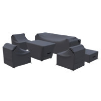Emanie Rattan Outdoor Conversation Set Cover For Patio Set With Fire Pit Table And Cushion by Forever Patio