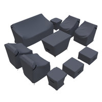 Layinsun Rattan Outdoor Conversation Set Cover For Patio Furniture With Fire Pit Table And Cushion by Forever Patio