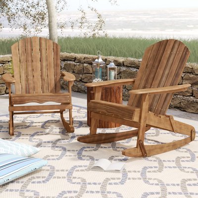 Crossen Solid Wood Rocking Adirondack Chair by Rosecliff Heights