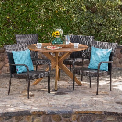 Townes Outdoor 5 Piece Wicker Dining Set